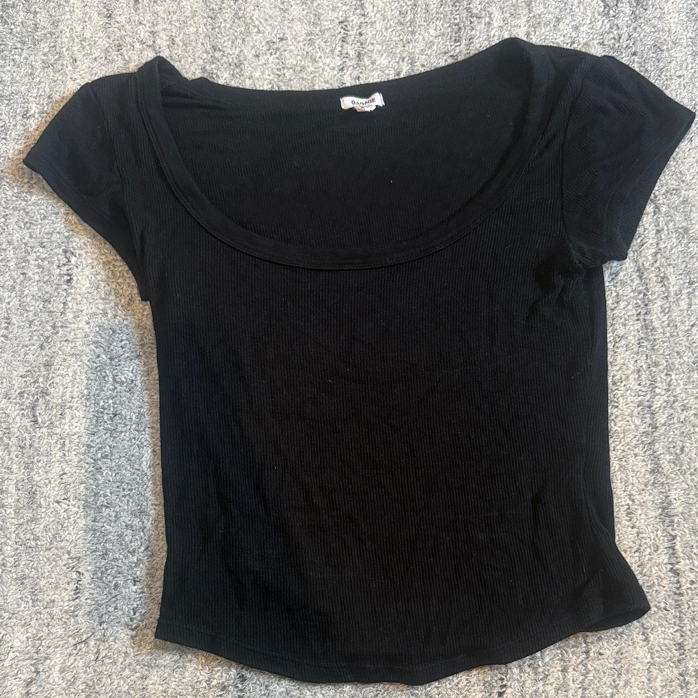 Garage Black Scoop Neck Women's Top